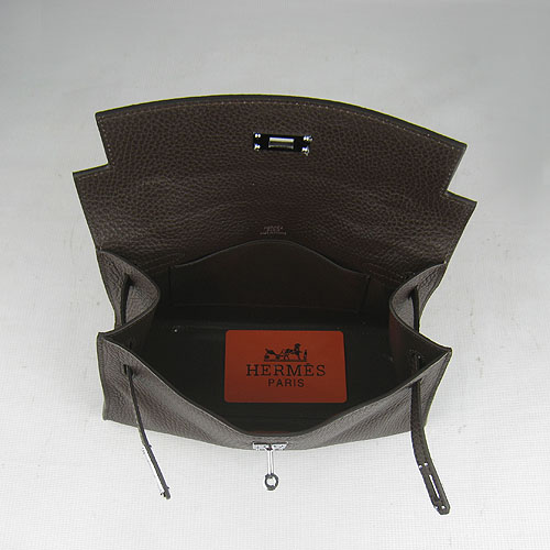 AAA Hermes Kelly 22 CM France Leather Handbag Dark Coffee H008 On Sale - Click Image to Close